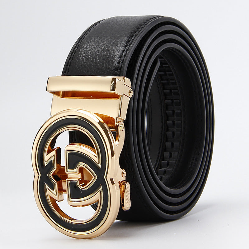 Genuine Leather Auto-Buckle Belt for Men — Real Cowhide, Premium Finish