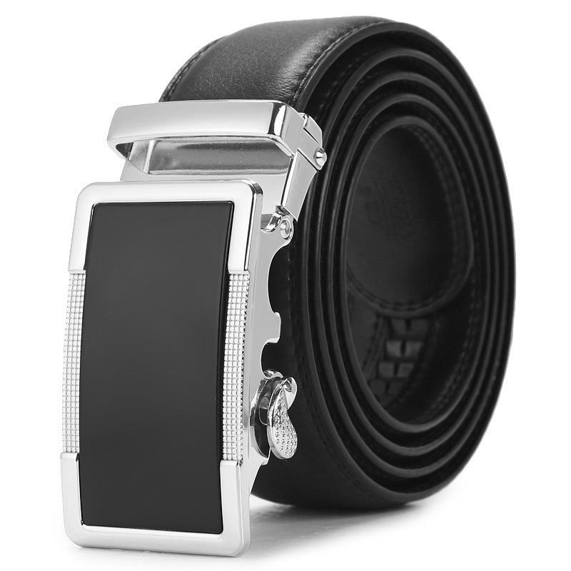 Genuine Leather Auto-Buckle Belt for Men — Real Cowhide, Premium Finish