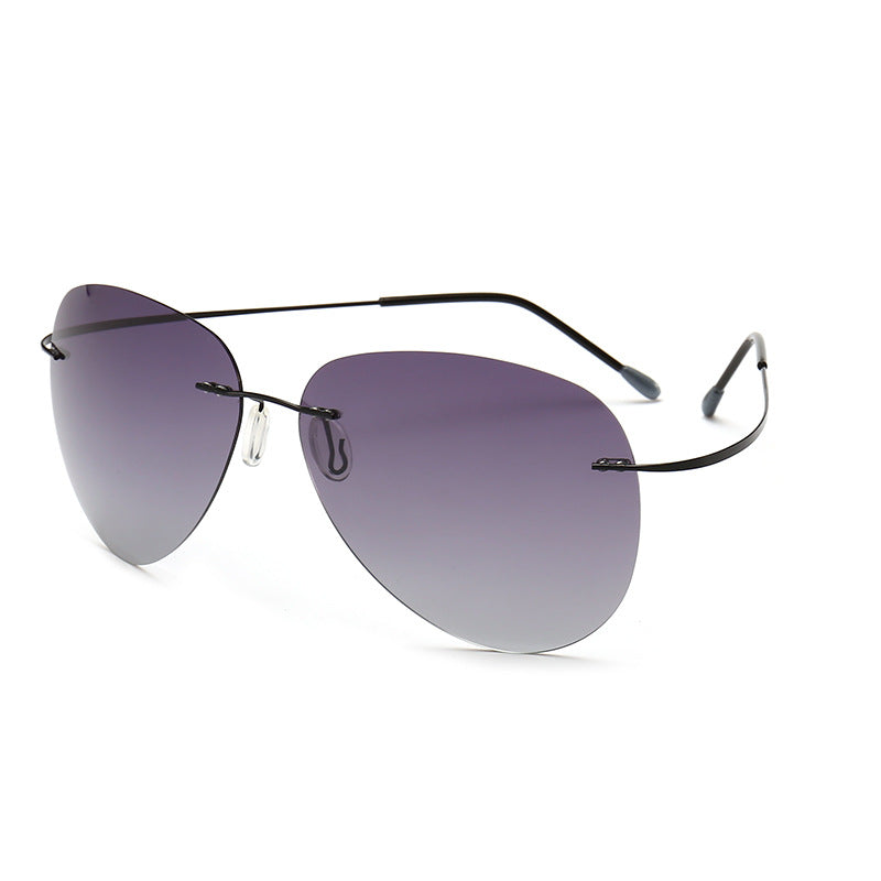 Round Frameless Titanium Sunglasses for Men (Polarized)