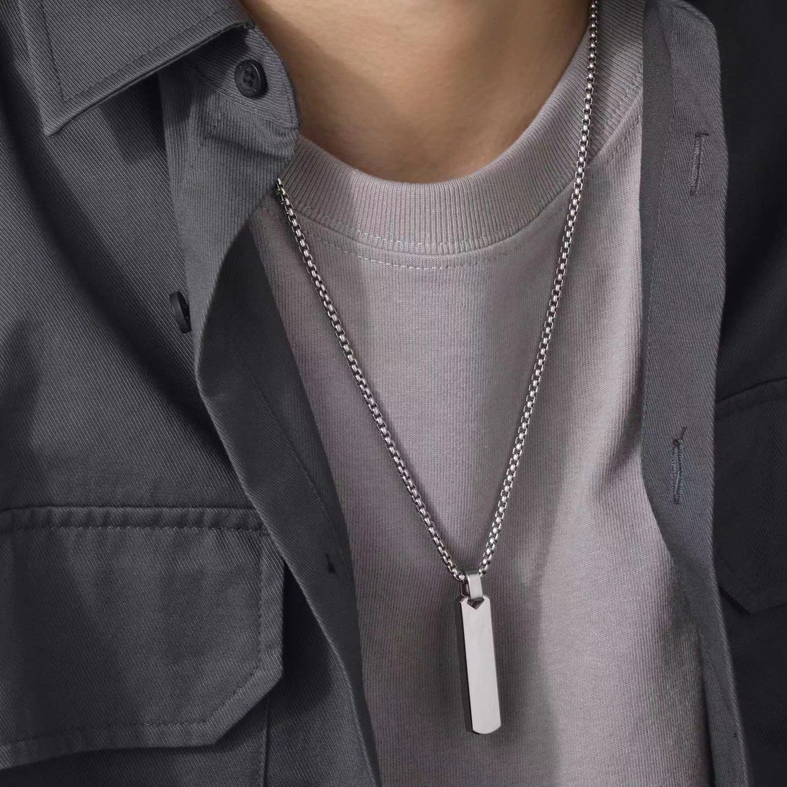 Men's Rectangular SS Pendant — Clean Lines, Strong Statement