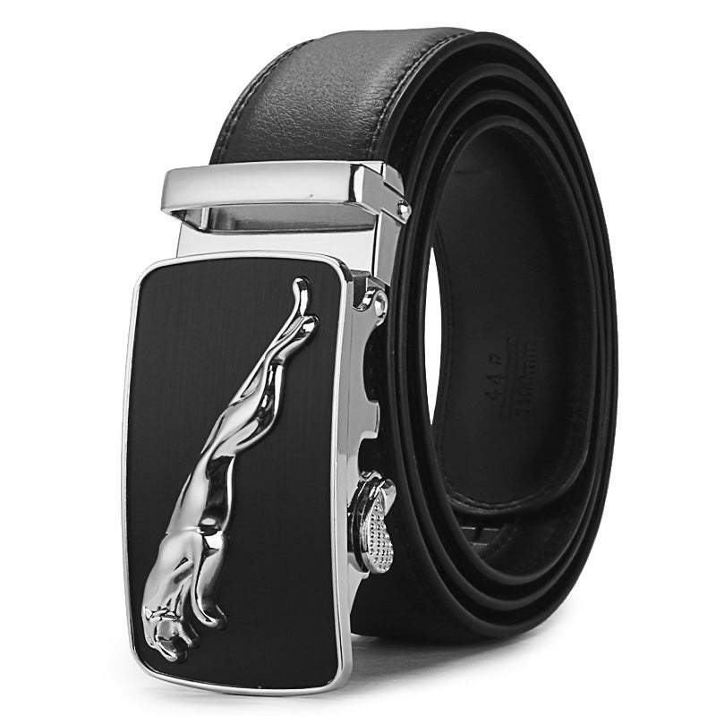 Genuine Leather Auto-Buckle Belt for Men — Real Cowhide, Premium Finish