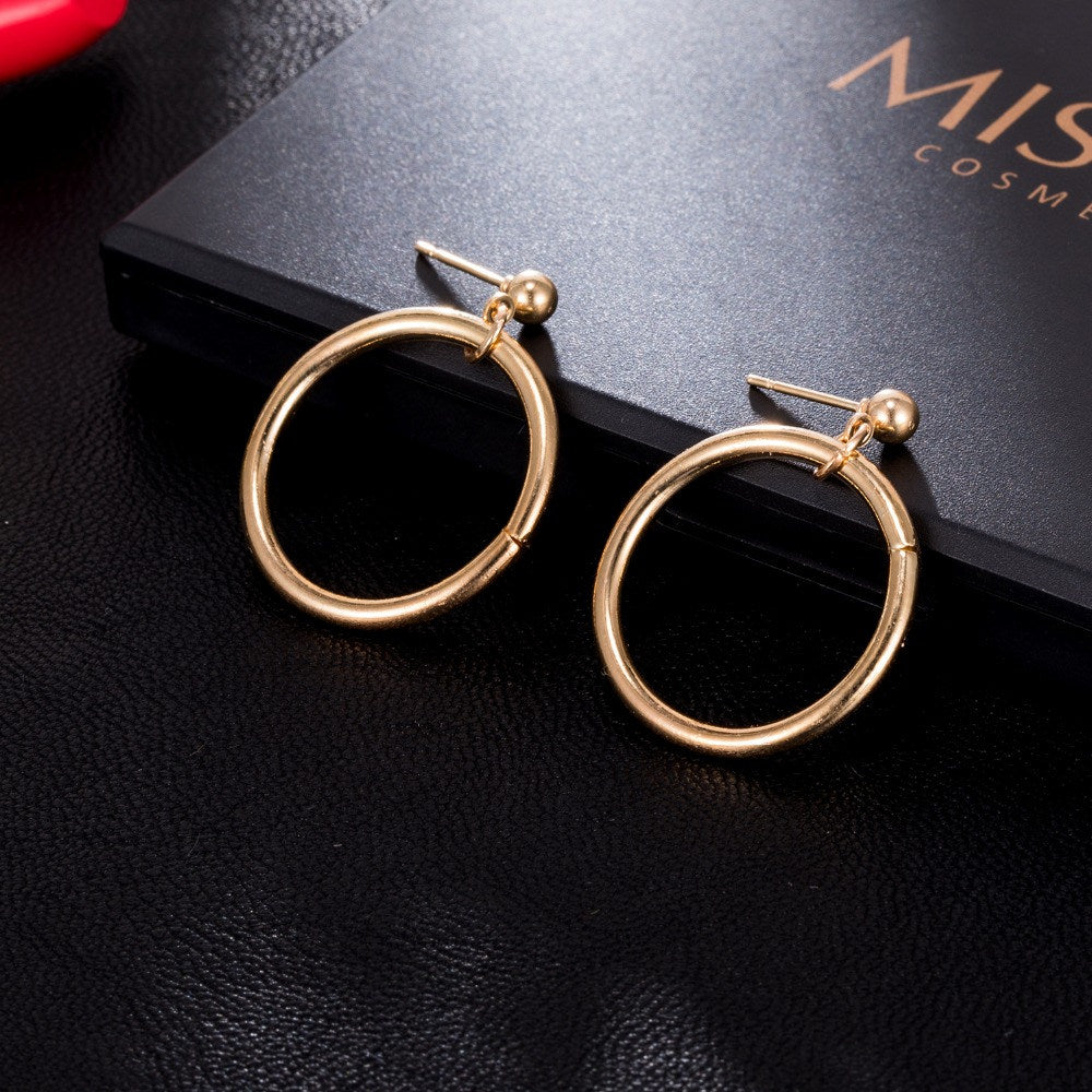 Minimalist Circle Earrings - Metal Hoop Studs