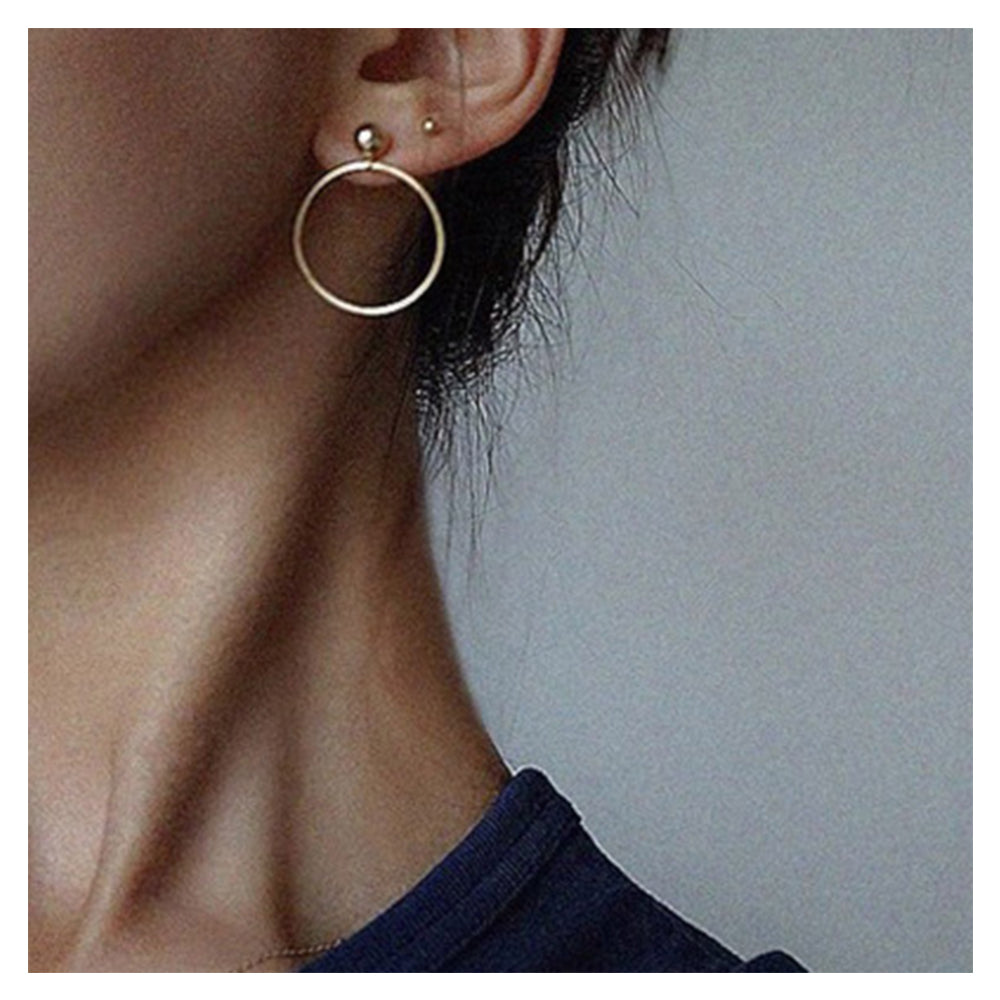 Minimalist Circle Earrings - Metal Hoop Studs
