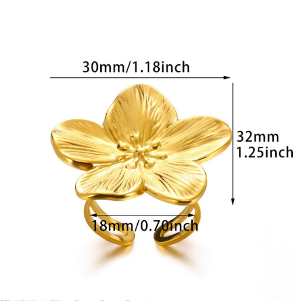 Adjustable Gold Stainless Steel Ring