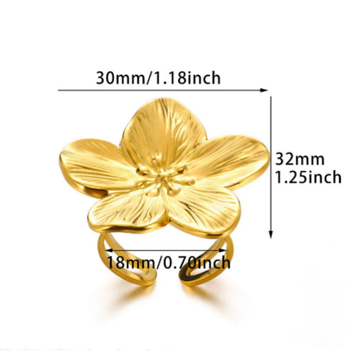Adjustable Gold Stainless Steel Ring
