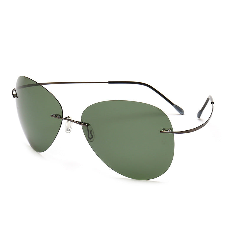 Round Frameless Titanium Sunglasses for Men (Polarized)