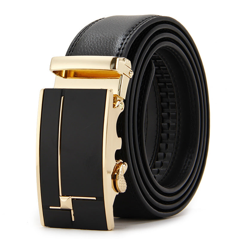 Genuine Leather Auto-Buckle Belt for Men — Real Cowhide, Premium Finish