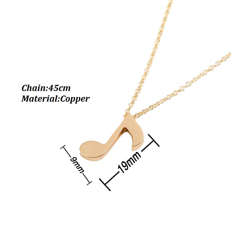 Stainless Steel Musical Note Pendant Necklace for Women