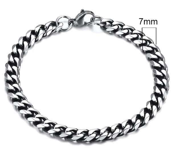 Stainless Steel Gold Plated Cuban Chain Bracelet for Men, Six-Sided 3-11mm