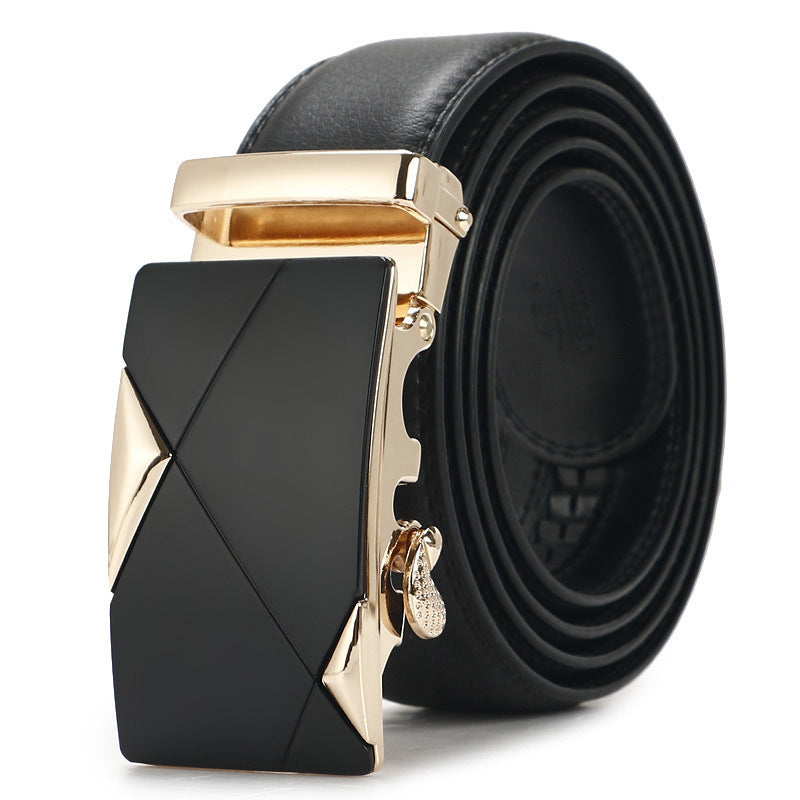 Genuine Leather Auto-Buckle Belt for Men — Real Cowhide, Premium Finish