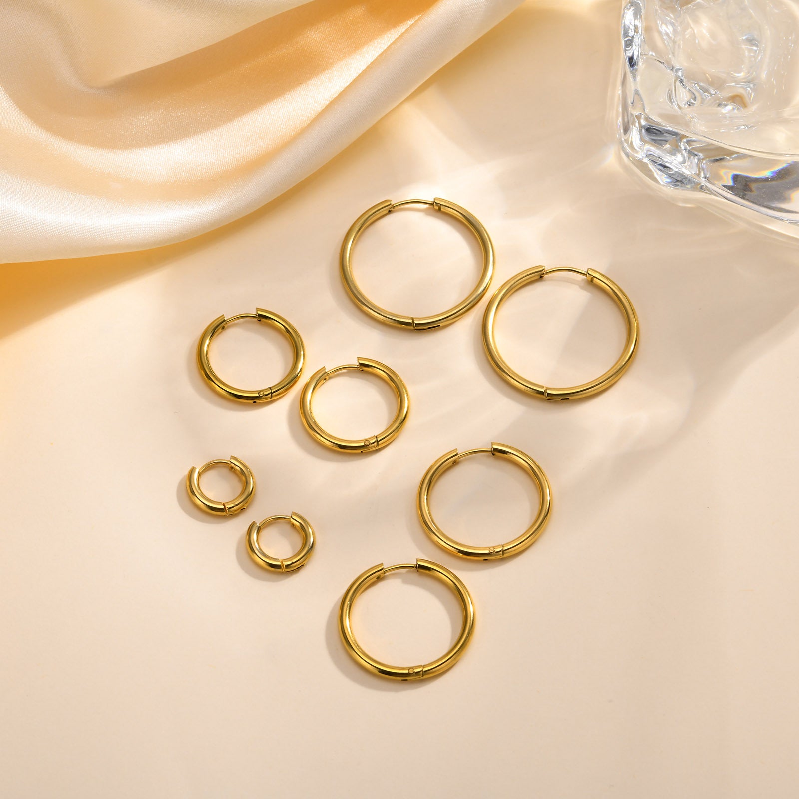 Minimalist Stainless Steel Gold Hoop Earrings for Women