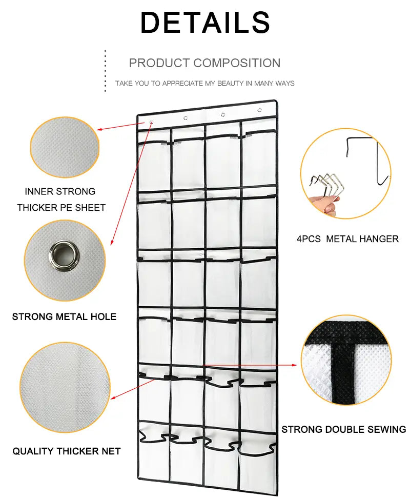 Over Door Shoe Organizer — 24 Pockets, Zero Floor Clutter