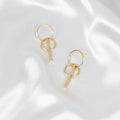 Geometric Circle Earrings, Round Studs, Double Hoop Design