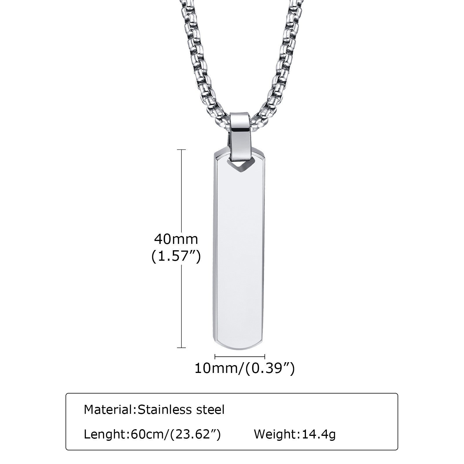 Men's Rectangular SS Pendant — Clean Lines, Strong Statement