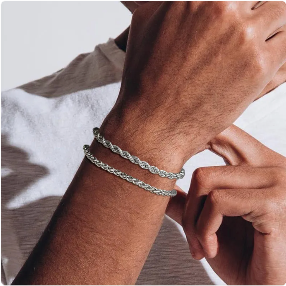 Men's Stainless Steel Cuban Bracelet Set