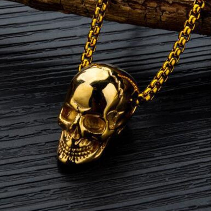 Skull Pendant Necklace — Dark Edge, Stainless Steel, Zero Rust
