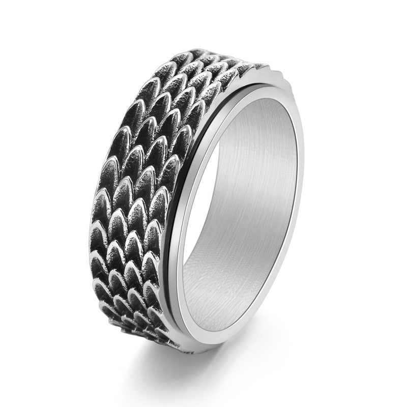 Vintage Men's Stainless Steel Dragon Scale Ring