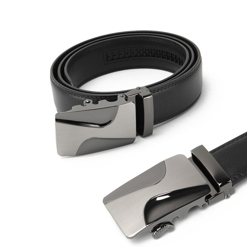 Genuine Leather Auto-Buckle Belt for Men — Real Cowhide, Premium Finish