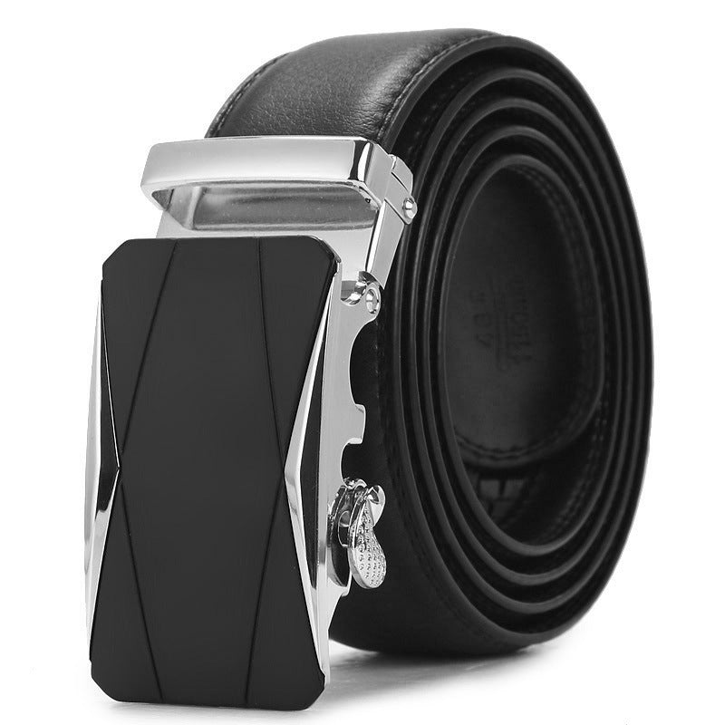 Genuine Leather Auto-Buckle Belt for Men — Real Cowhide, Premium Finish