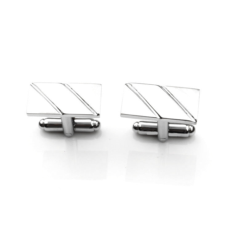 Men's Fashion Tie Clip + Cufflinks Set — Polished Silver