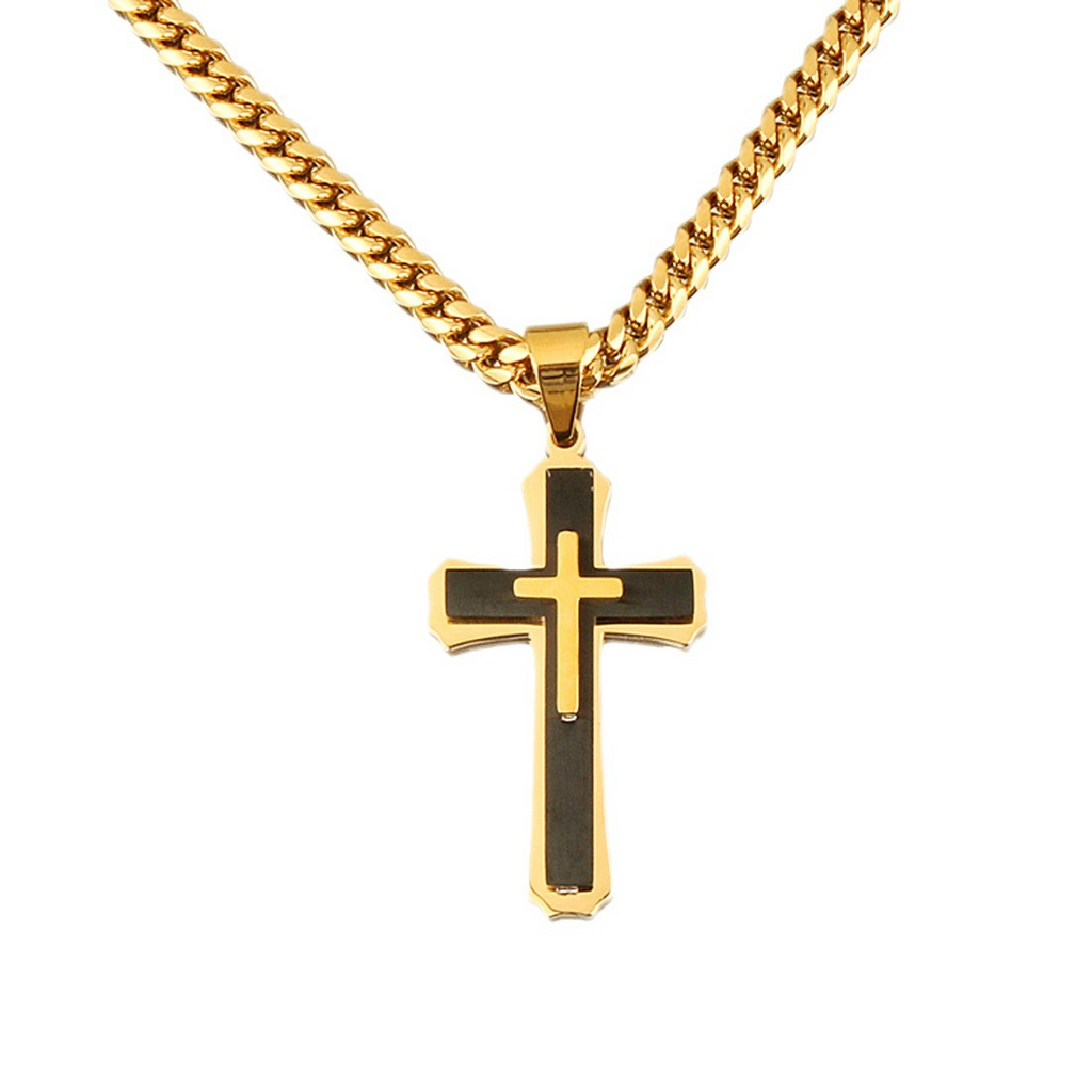 Men's Cross Pendant Steel Chain Necklace
