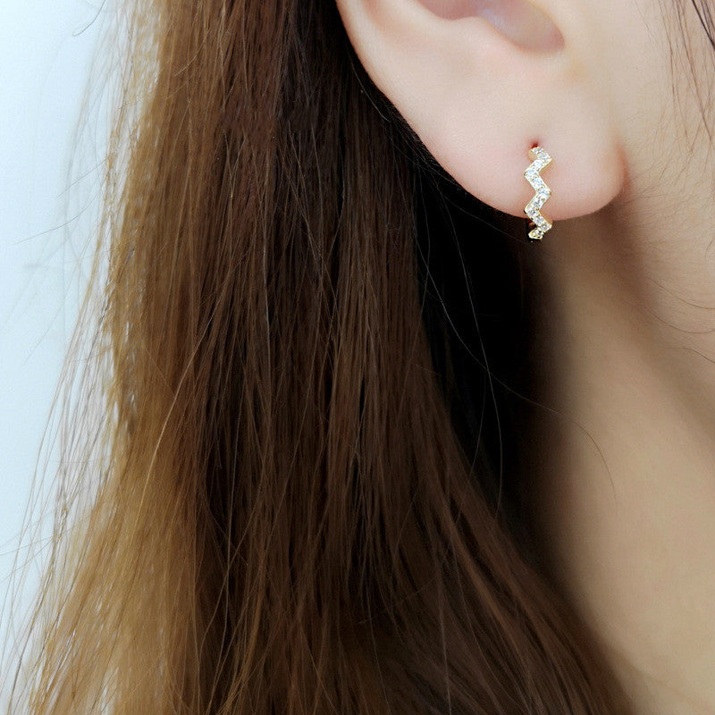 Wave Zircon S925 Earrings — Stud or Hoop, Your Choice