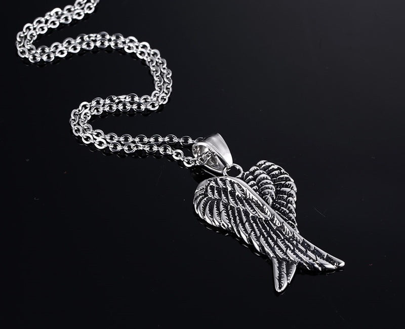 Stainless Steel Angel Wings Pendant Necklace for Men