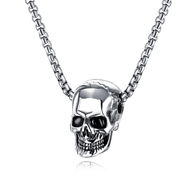 Skull Pendant Necklace — Dark Edge, Stainless Steel, Zero Rust