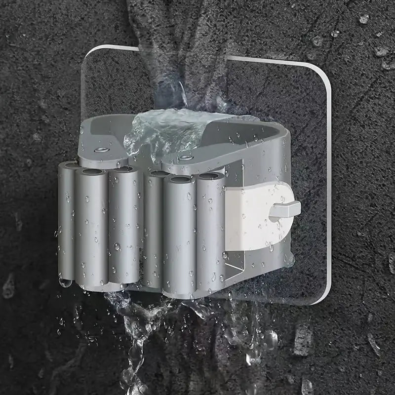 2pcs No-Punch Plastic Wall Mount Mop Hook Set