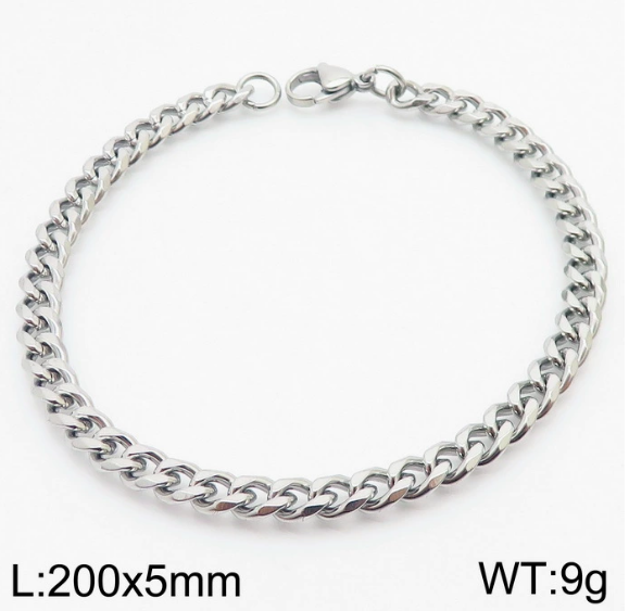Stainless Steel Gold Plated Cuban Chain Bracelet for Men, Six-Sided 3-11mm