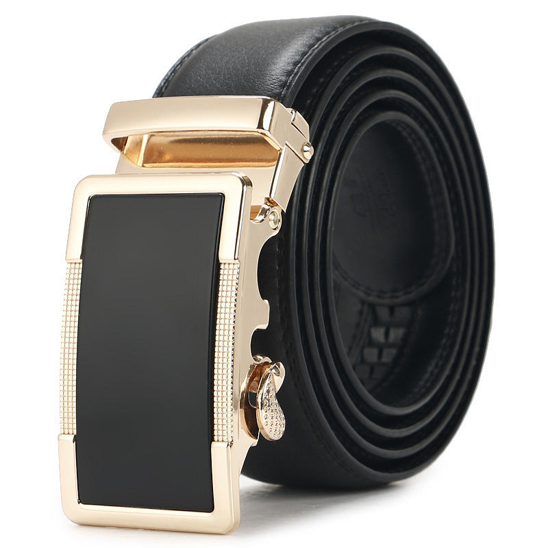 Genuine Leather Auto-Buckle Belt for Men — Real Cowhide, Premium Finish