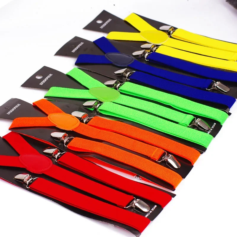 Unisex Adjustable Suspenders with Clip — 20 Colors