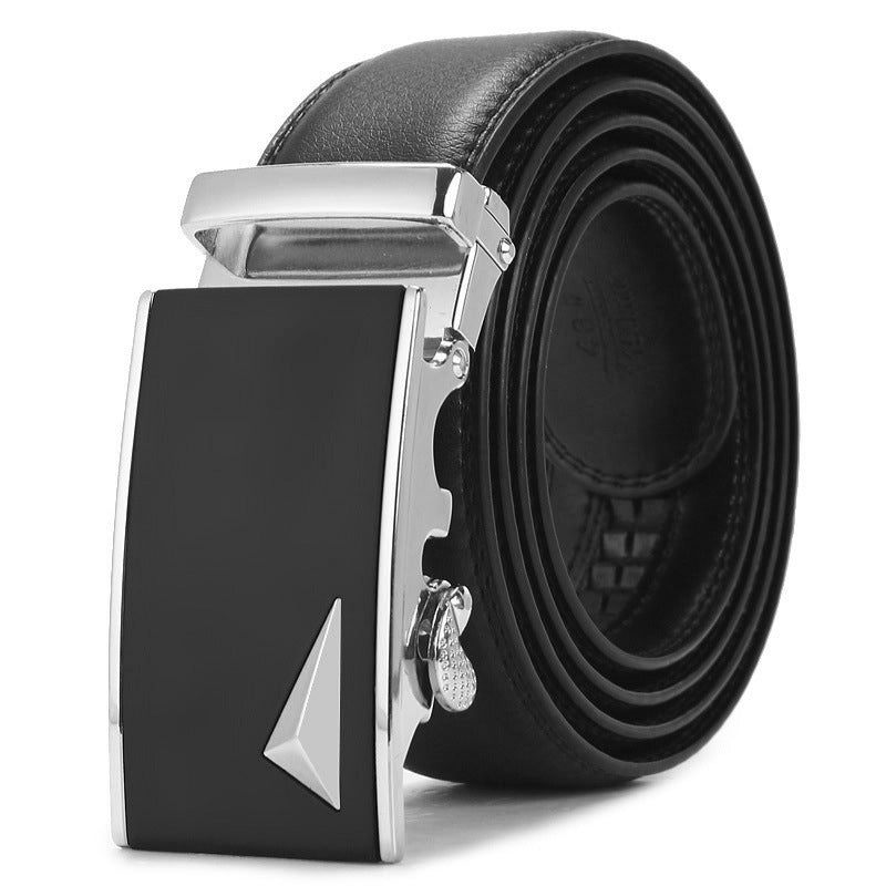 Genuine Leather Auto-Buckle Belt for Men — Real Cowhide, Premium Finish