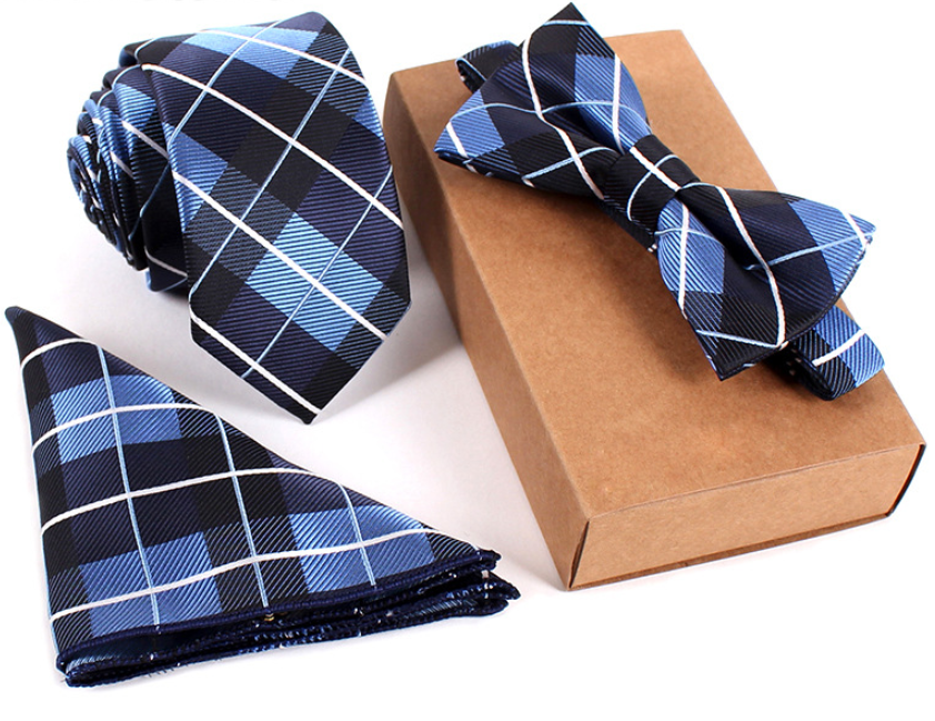 Men's Bow Tie & Pocket Square Set — 3-Piece Formal Style
