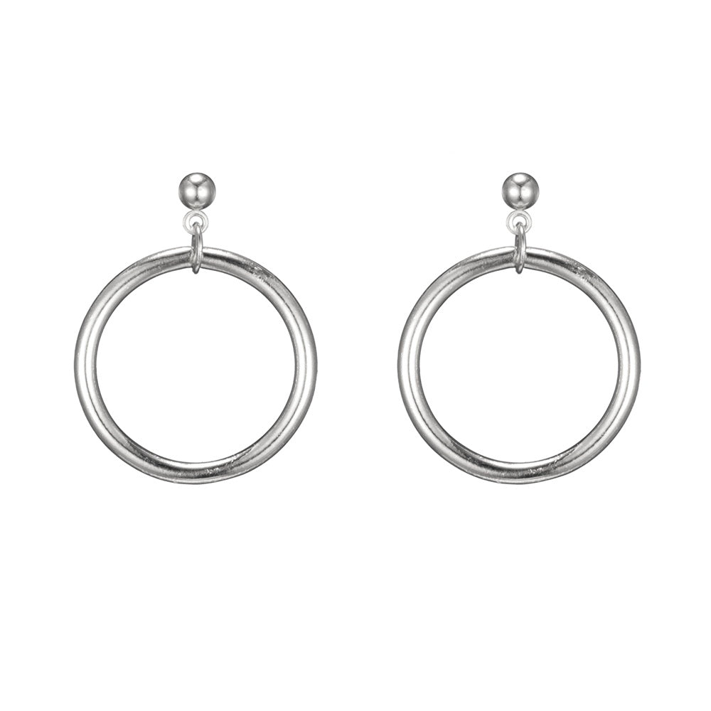 Minimalist Circle Earrings - Metal Hoop Studs