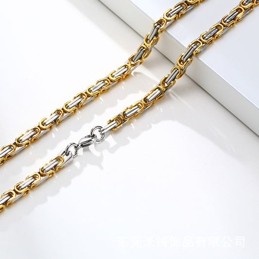 Handcrafted 304 Stainless Steel Byzantine Chain Necklace