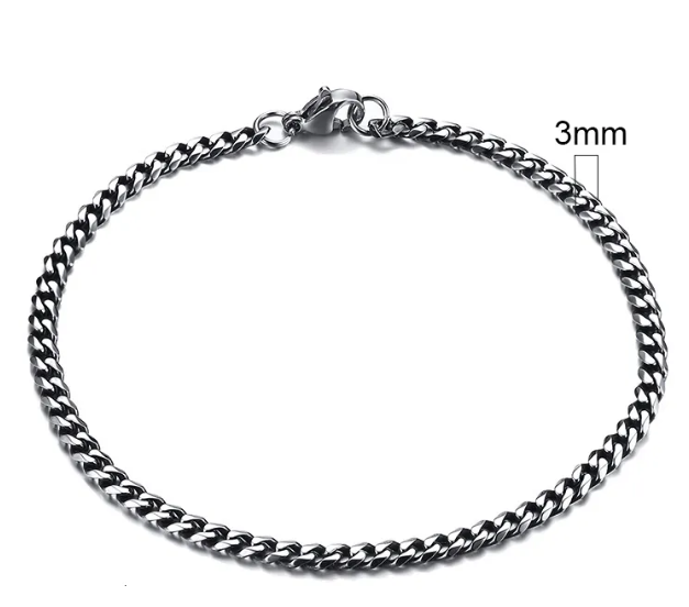 Stainless Steel Gold Plated Cuban Chain Bracelet for Men, Six-Sided 3-11mm