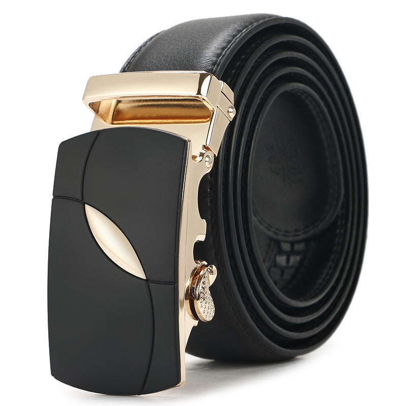 Genuine Leather Auto-Buckle Belt for Men — Real Cowhide, Premium Finish