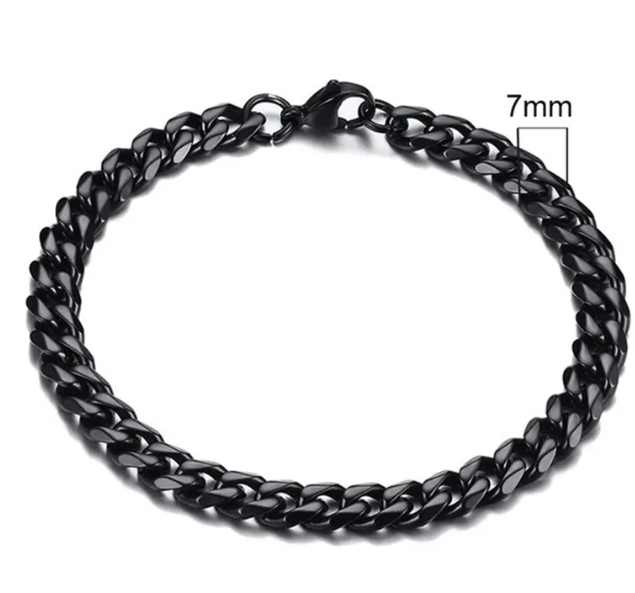 Stainless Steel Gold Plated Cuban Chain Bracelet for Men, Six-Sided 3-11mm