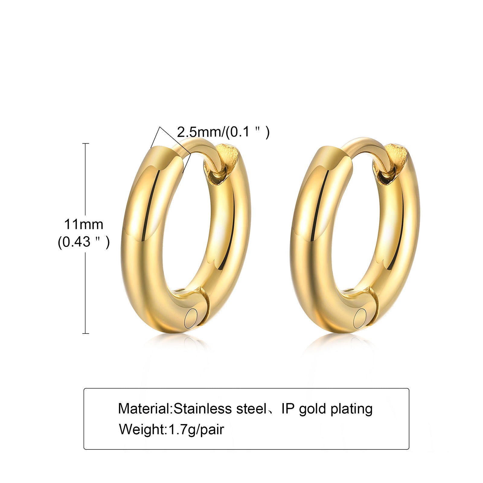 Minimalist Stainless Steel Gold Hoop Earrings for Women