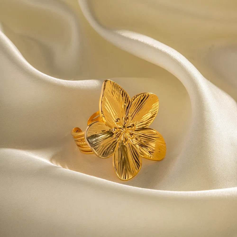Adjustable Gold Stainless Steel Ring