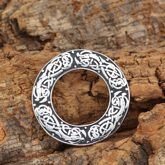 Stainless Steel Viking Wolf Raven Dragon Pendant Necklace