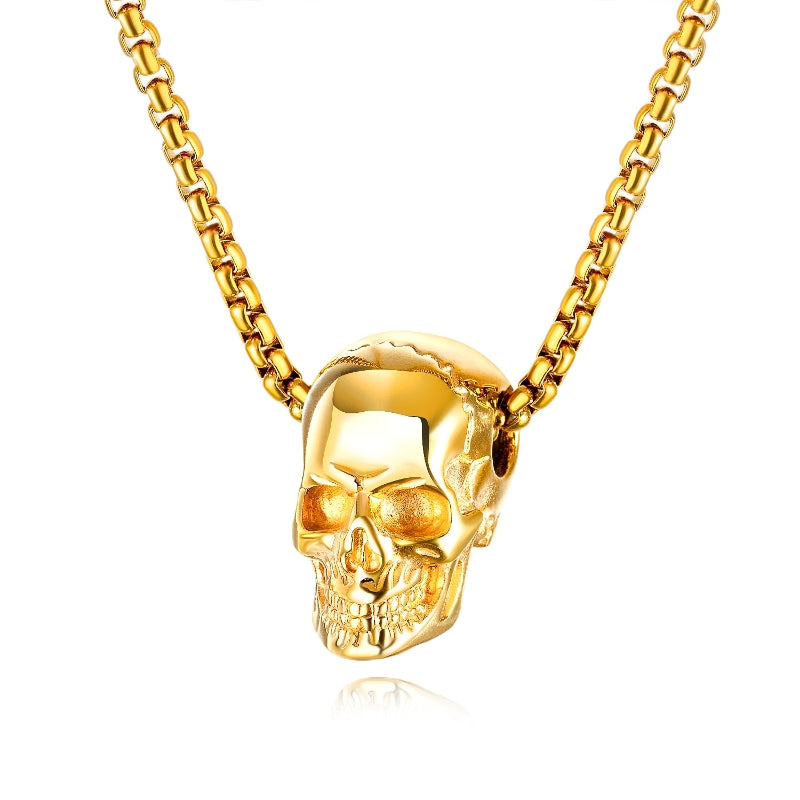 Skull Pendant Necklace — Dark Edge, Stainless Steel, Zero Rust