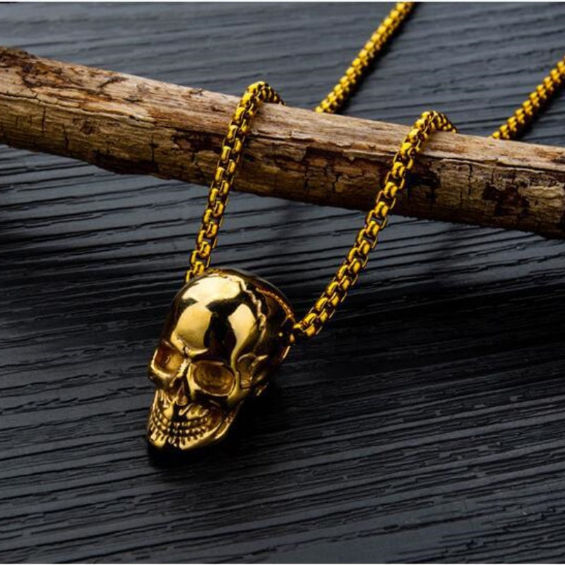 Skull Pendant Necklace — Dark Edge, Stainless Steel, Zero Rust