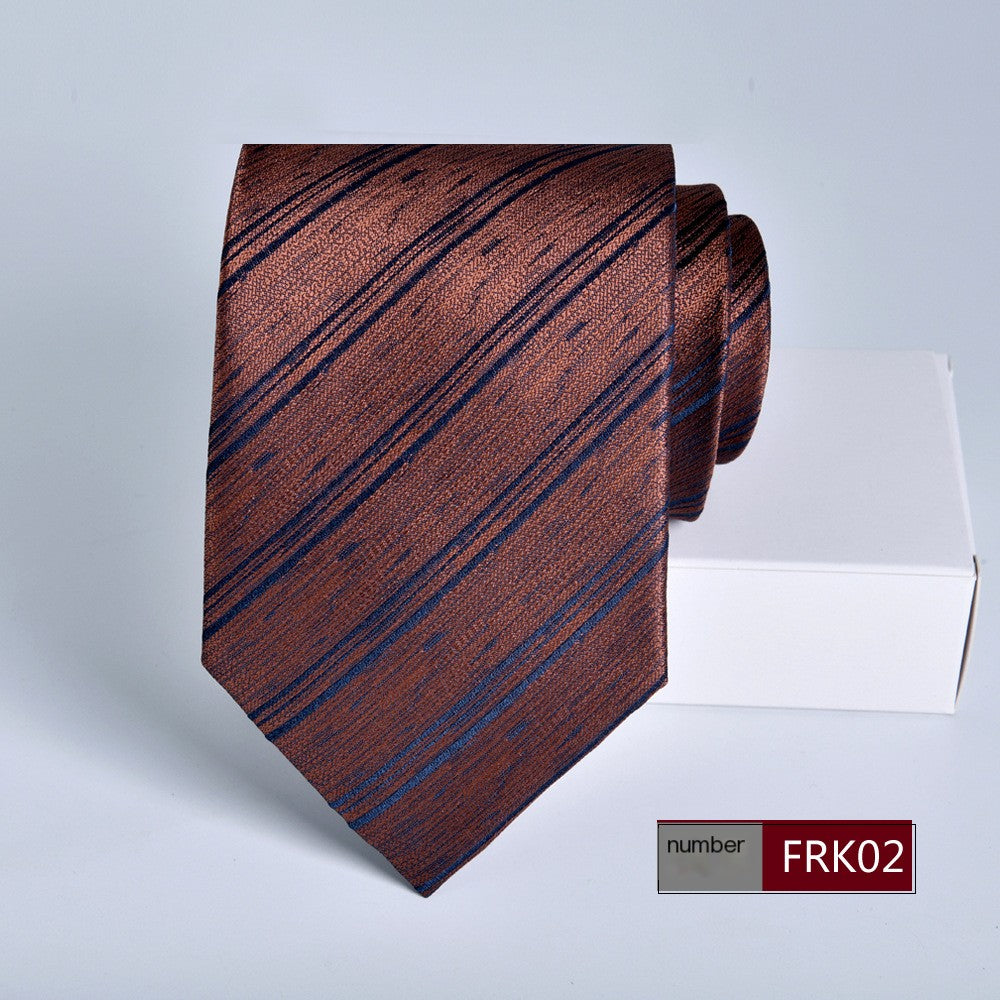 Men's 8cm Striped Jacquard Tie — Classic Width, 19 Colors