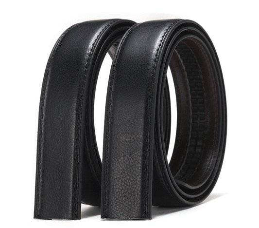 Wide Leather Auto-Belt — Buckle-Free, Clean Look