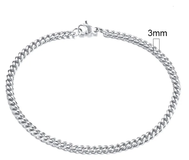 Stainless Steel Gold Plated Cuban Chain Bracelet for Men, Six-Sided 3-11mm