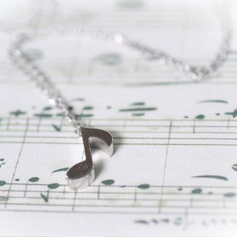 Stainless Steel Musical Note Pendant Necklace for Women