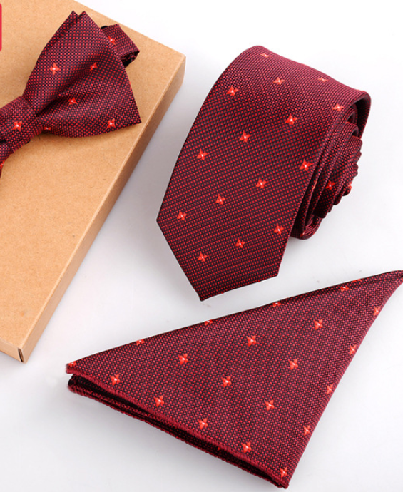 Men's Bow Tie & Pocket Square Set — 3-Piece Formal Style