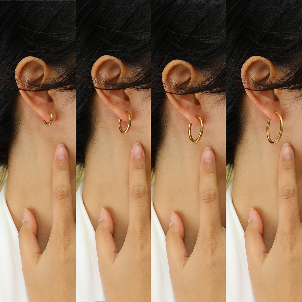 Minimalist Stainless Steel Gold Hoop Earrings for Women